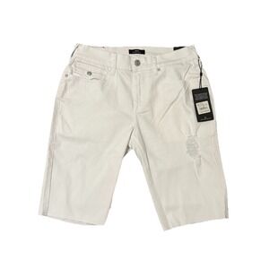 NWT $128  True Religion RICKY SN Relaxed Size 30 White Straight Shorts‎ Raw Hem